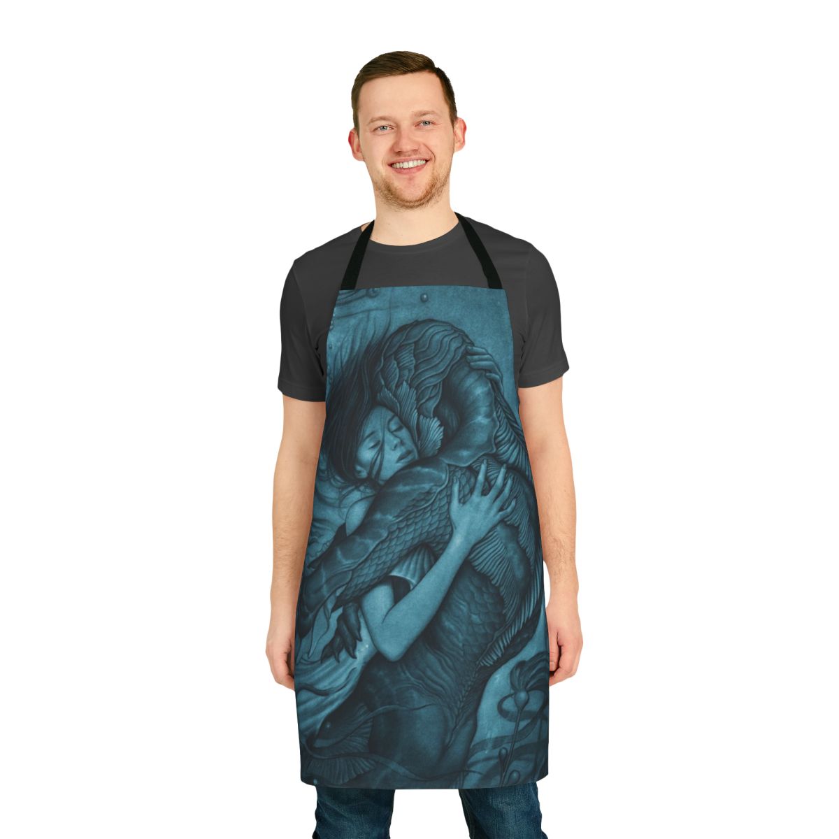 Apron with an artistic design inspired by the fantasy film "The Shape of Water"