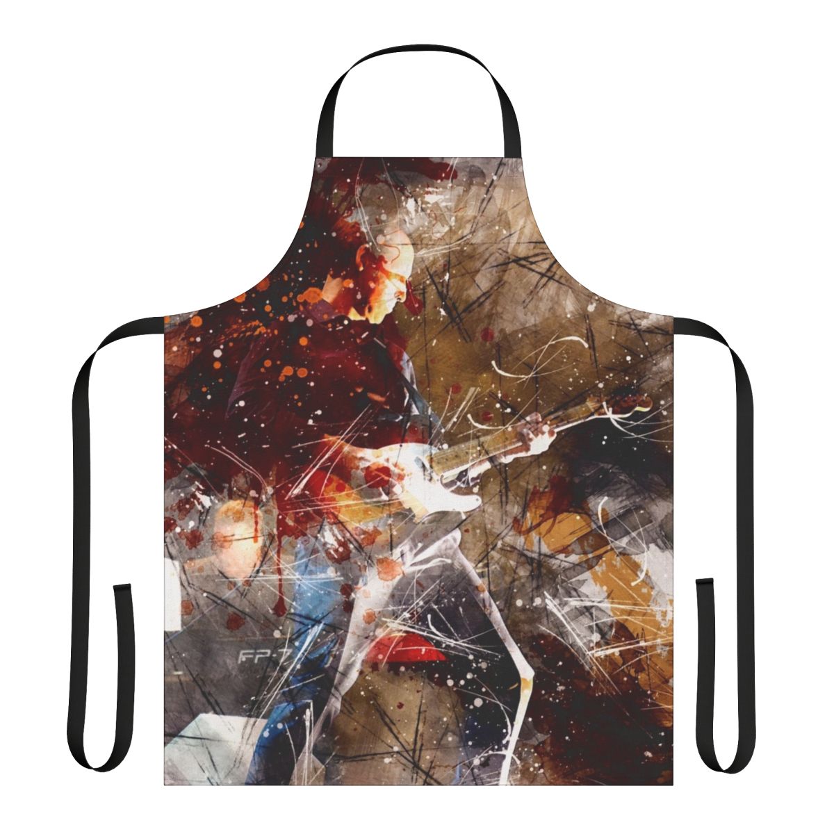 Artistic apron featuring the abstract Aztec Camera logo and imagery