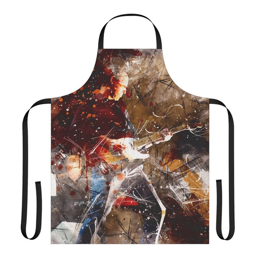 Artistic apron featuring the abstract Aztec Camera logo and imagery