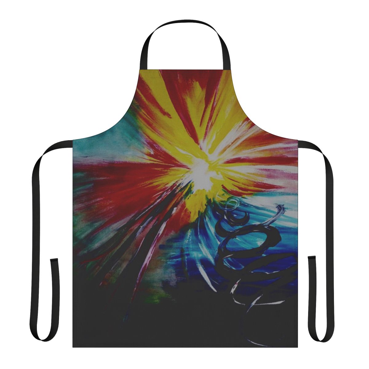 Bipolar apron with abstract, artistic design representing the experience of living with bipolar disorder.