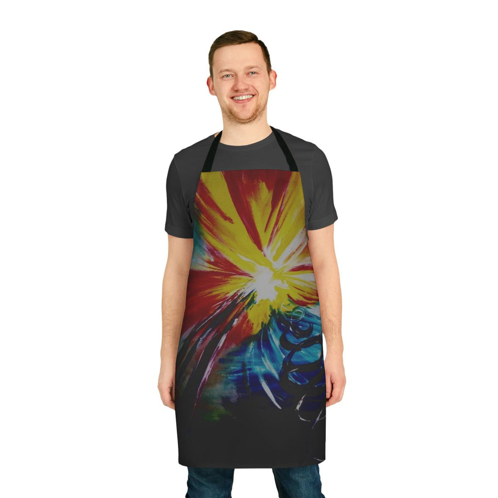 Bipolar apron with abstract, artistic design representing the experience of living with bipolar disorder.