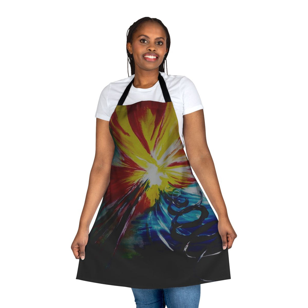 Bipolar apron with abstract, artistic design representing the experience of living with bipolar disorder.