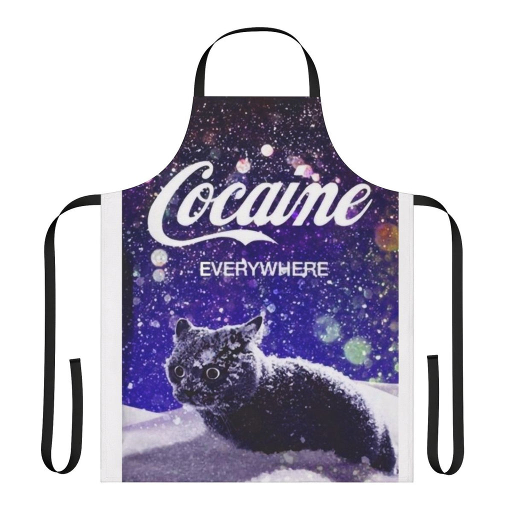 Vibrant and artistic apron featuring a cat design with playful and whimsical elements