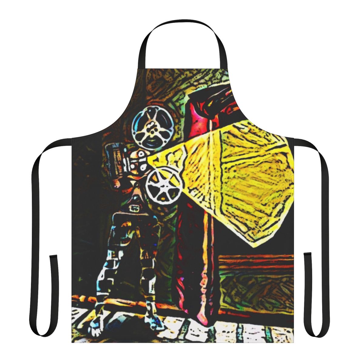 Artistic cinema-inspired apron with surreal photoshop design