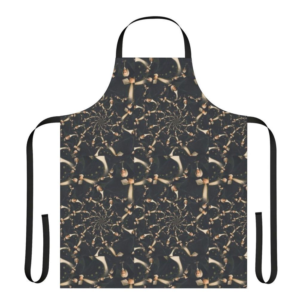 Apron featuring an optical illusion design inspired by the music of classical composer Johann Sebastian Bach