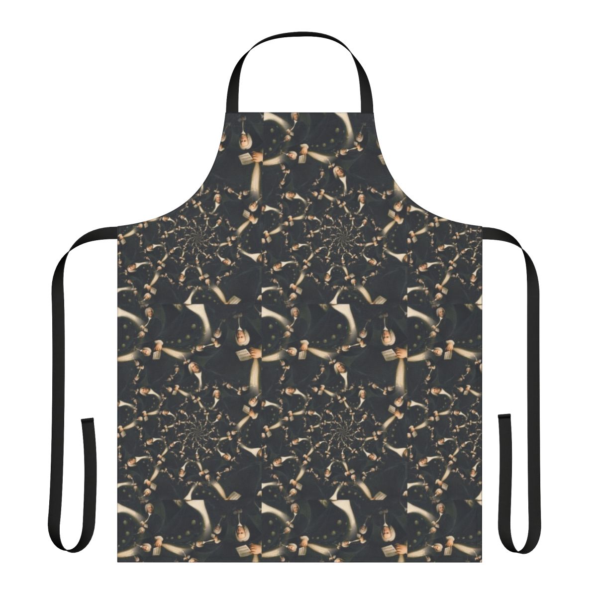 Apron featuring an optical illusion design inspired by the music of classical composer Johann Sebastian Bach