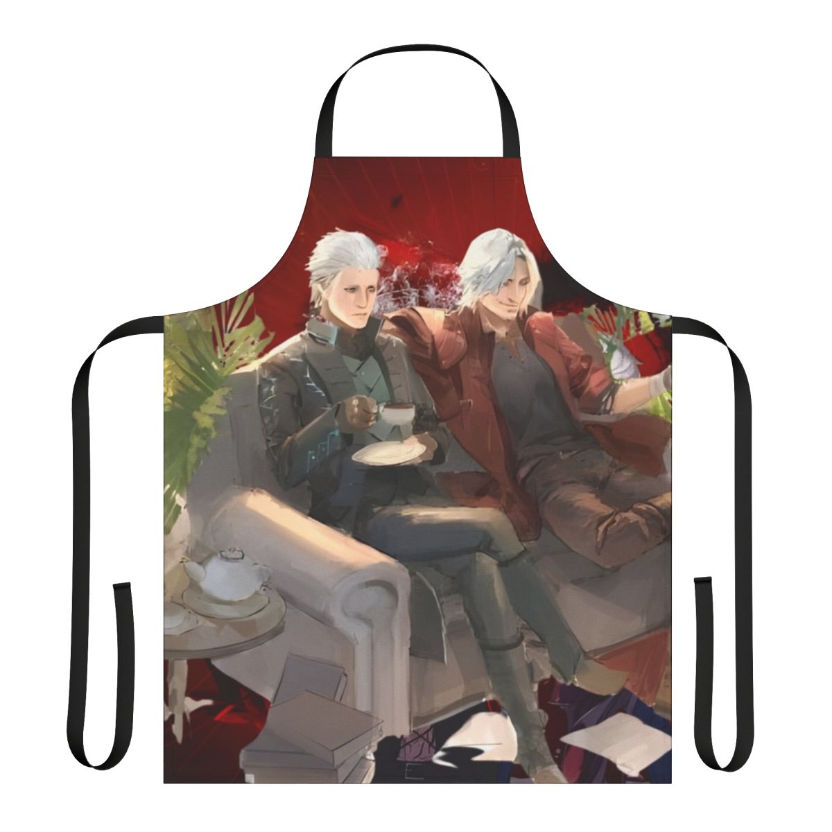 Devil May Cry themed apron with iconic characters and imagery