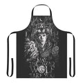 Handcrafted dragon age inspired apron featuring a stylized ink art design of the character Solas