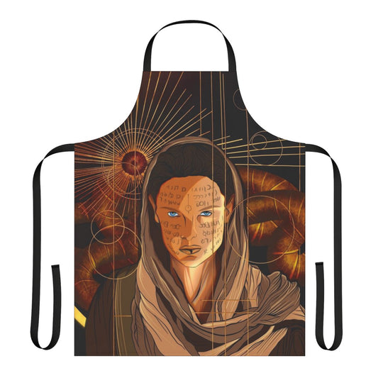 Artistic Dune Lady Jessica inspired apron featuring the iconic Shai Hulud sandworm of Arrakis