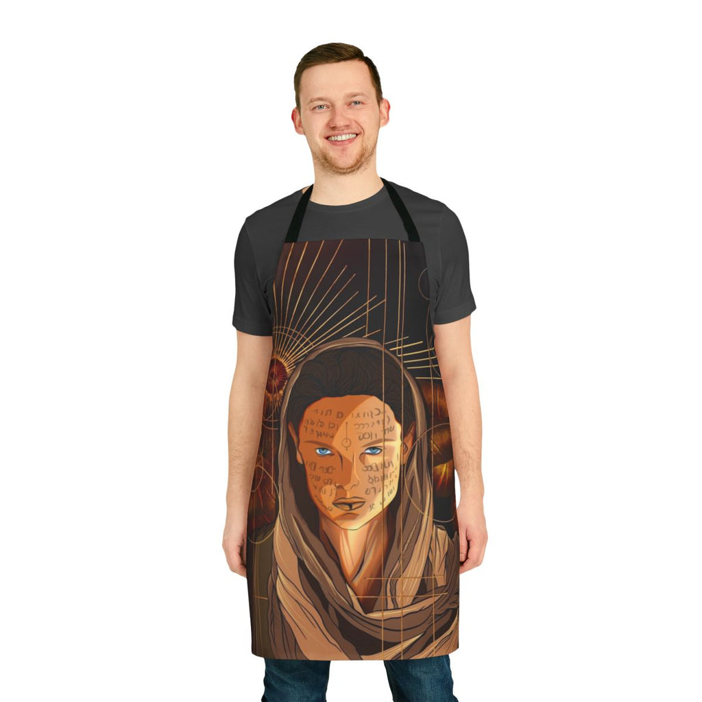 Artistic Dune Lady Jessica inspired apron featuring the iconic Shai Hulud sandworm of Arrakis
