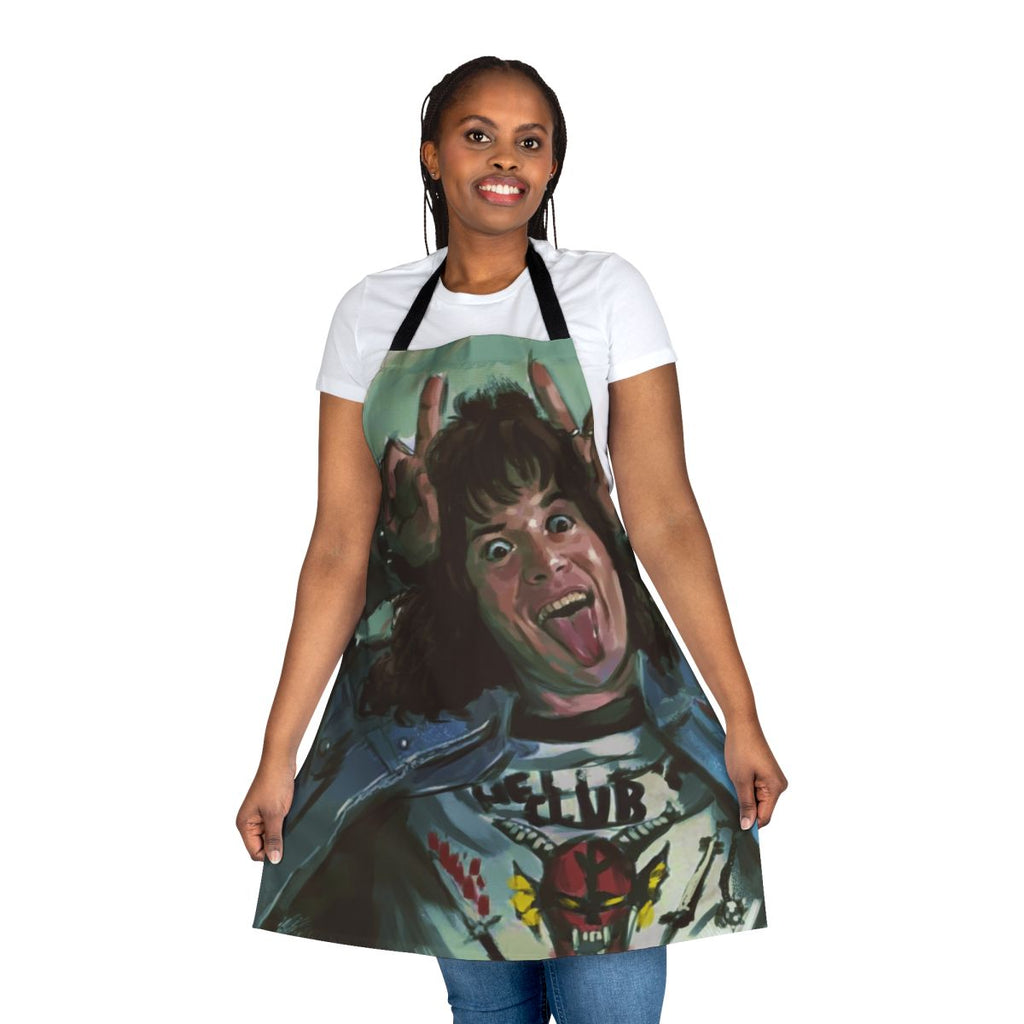 Artistic Eddie Munson apron featuring a portrait of the Stranger Things character