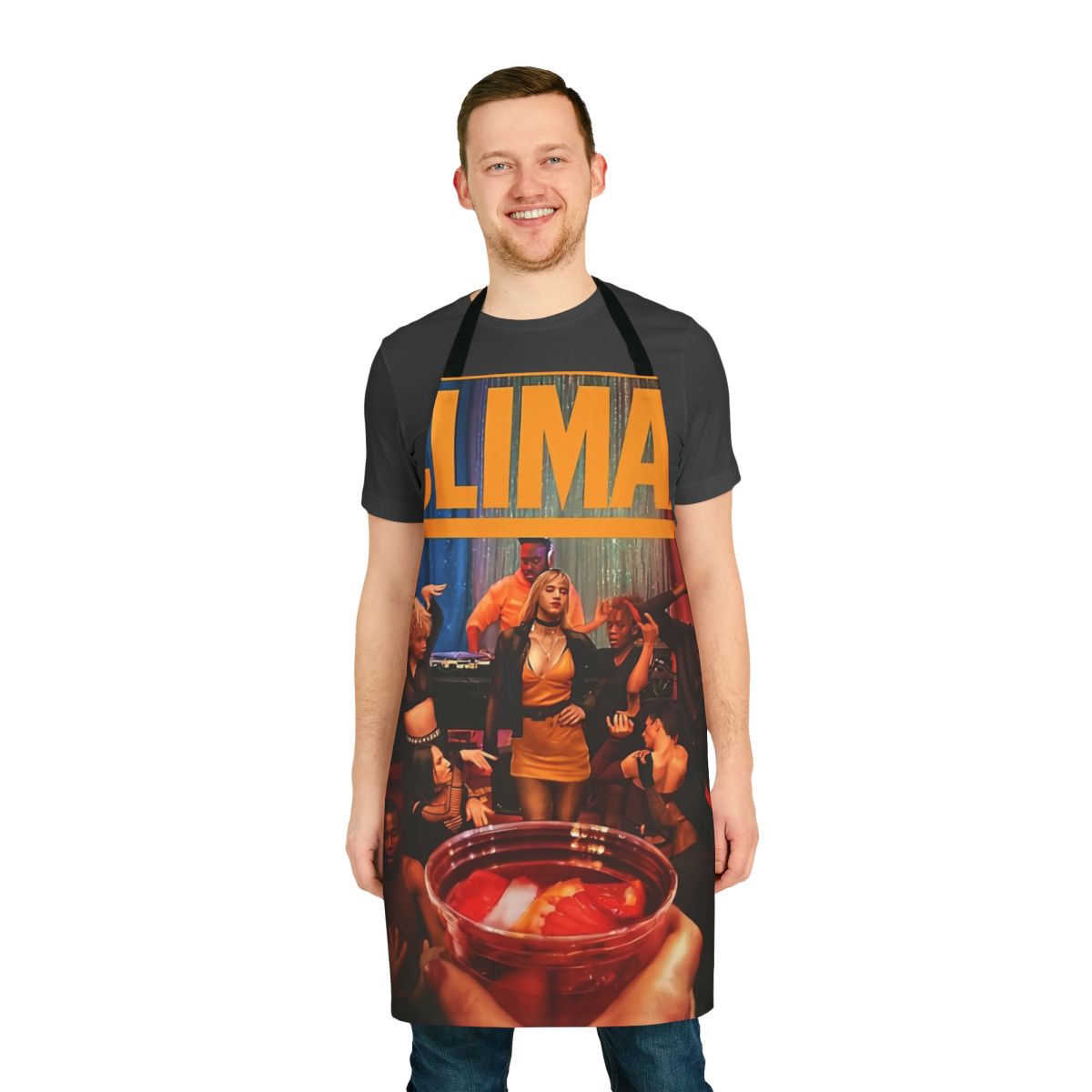 Artistically designed apron inspired by French cinema