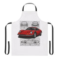 Artistic hand-drawn illustration of a classic Ferrari Dino sports car on a high-quality apron