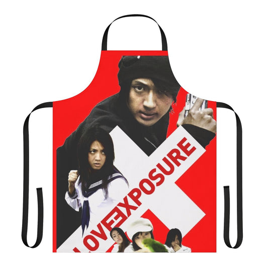 Artistic apron design featuring elements from the acclaimed Japanese film "Love Exposure"