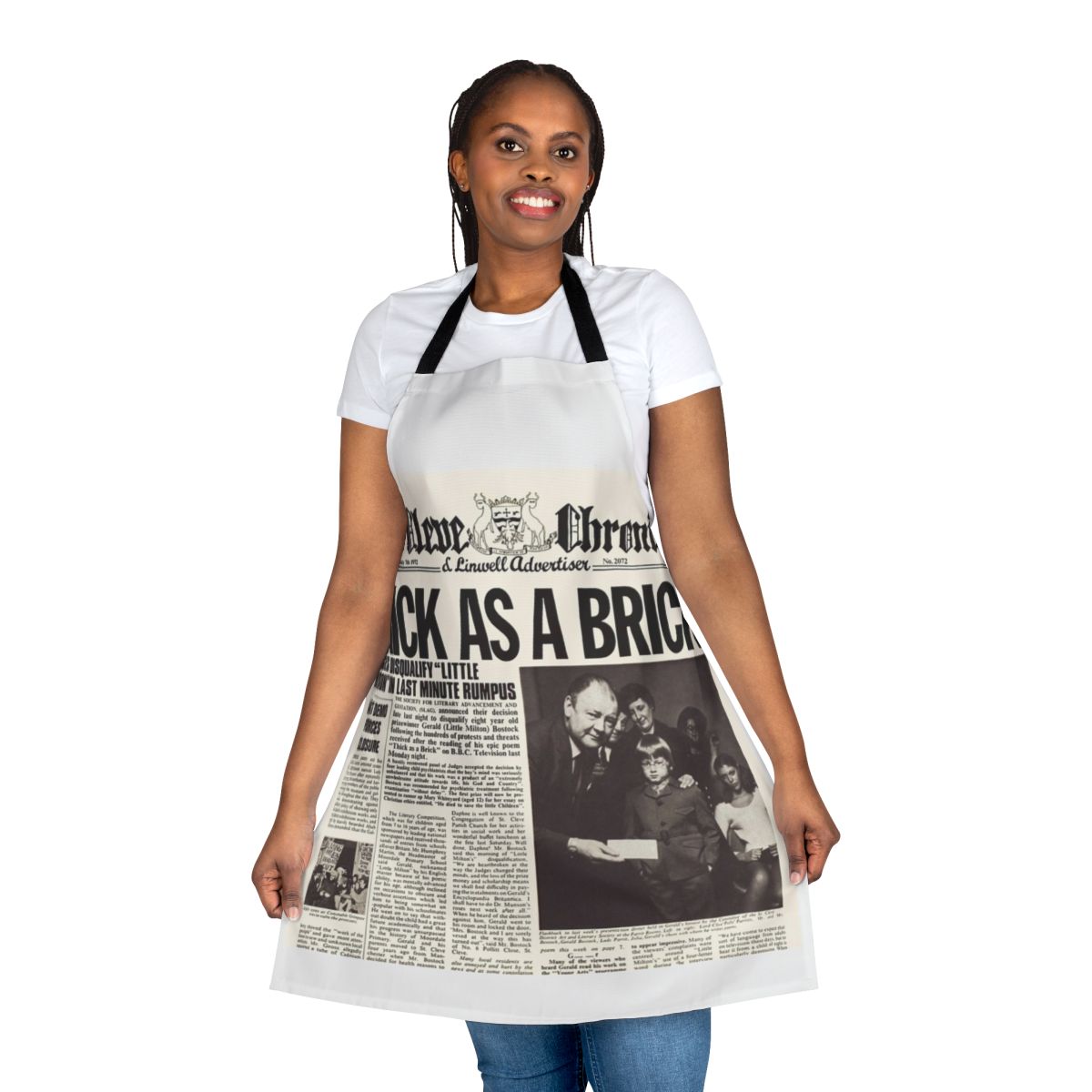 Jethro Tull inspired apron featuring the iconic Thick As A Brick album cover