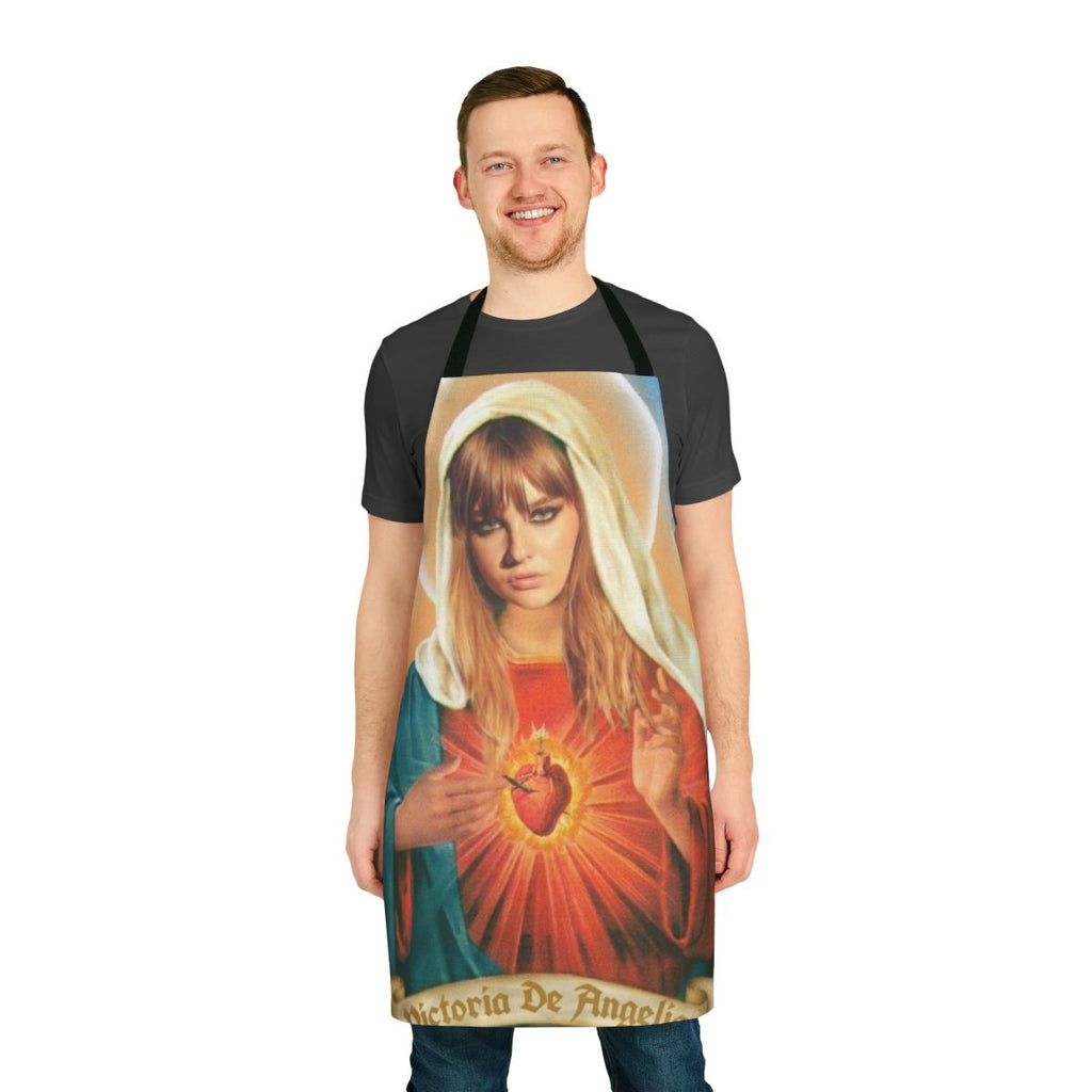 Artistic apron featuring a pop art style depiction of Victoria De Angelis as Mother Mary
