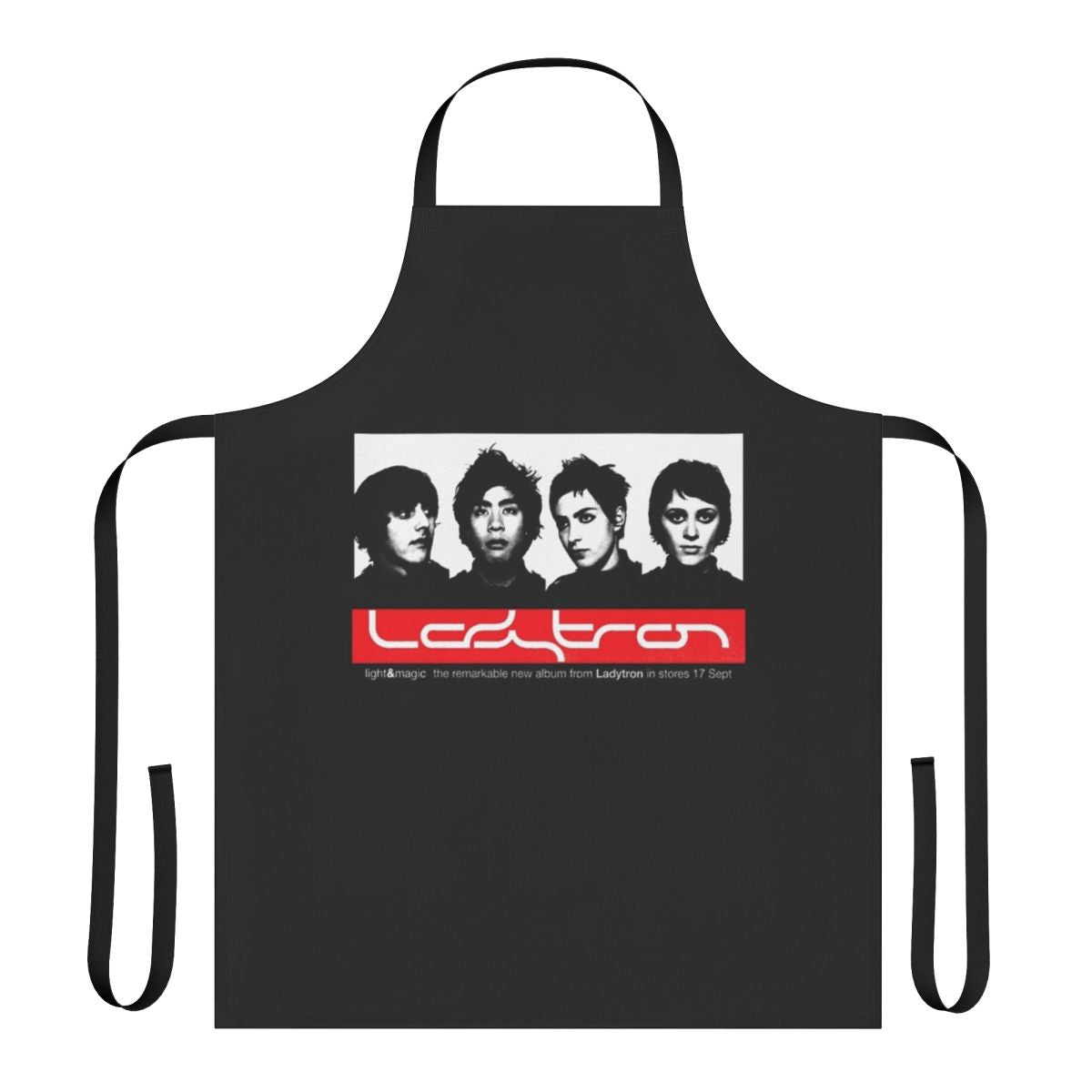 Colorful music-themed apron with abstract, psychedelic design