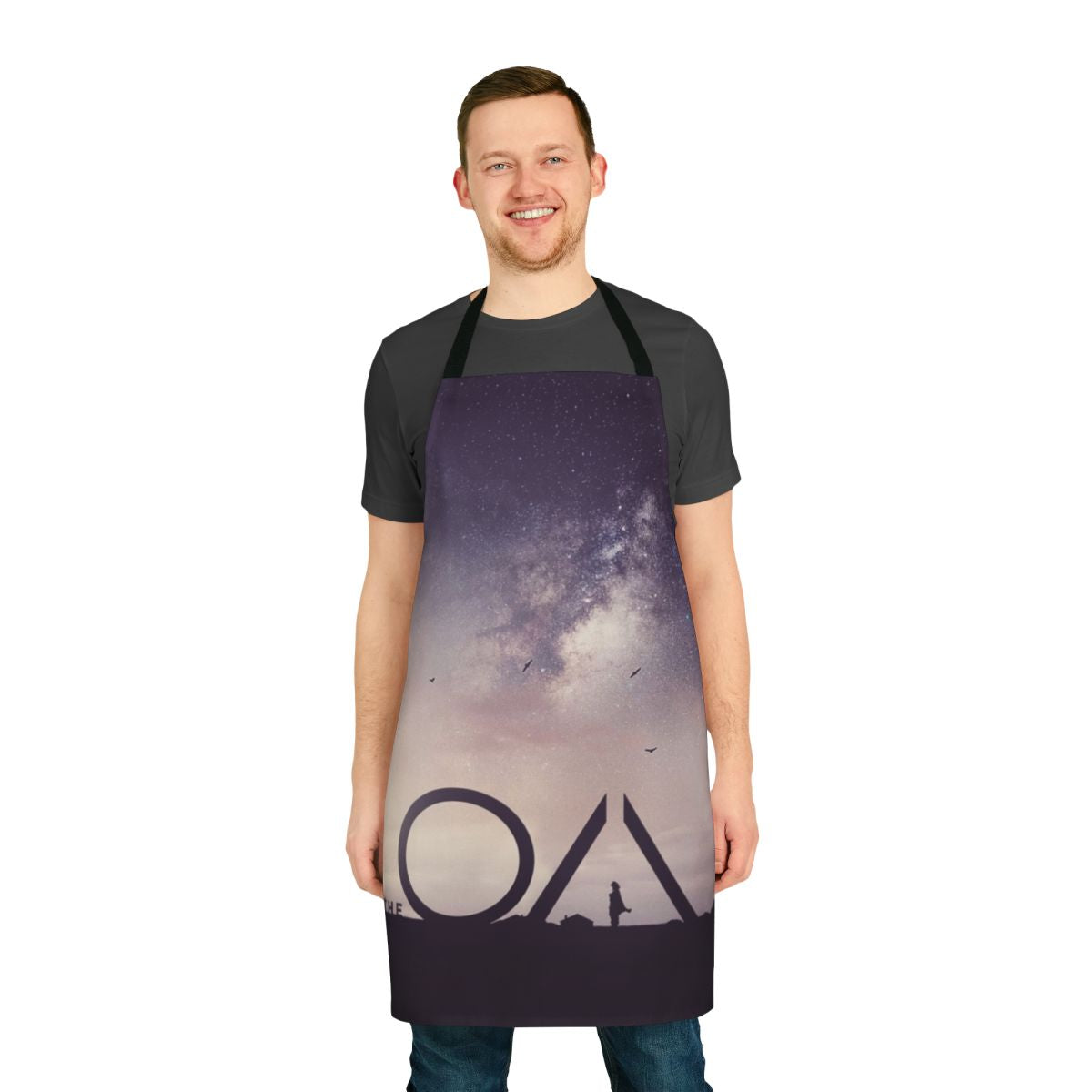 Artistic apron featuring imagery from the TV series The OA, including the 5 movements and landscape/nature themes.