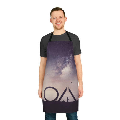 Artistic apron featuring imagery from the TV series The OA, including the 5 movements and landscape/nature themes.