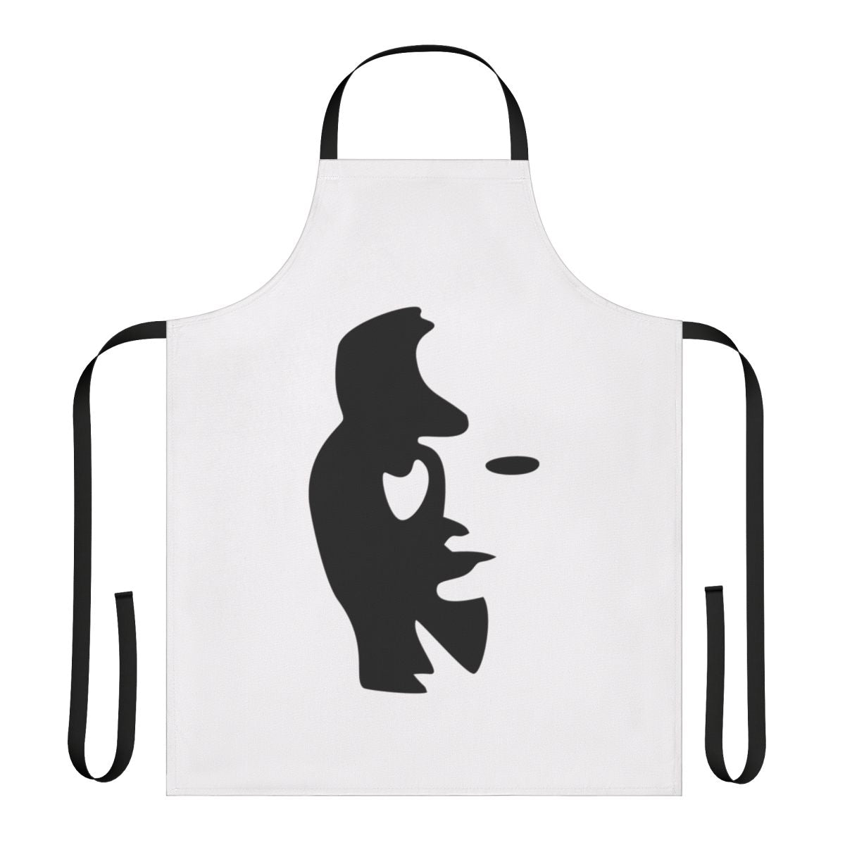 Optical illusion apron featuring a saxophone player design