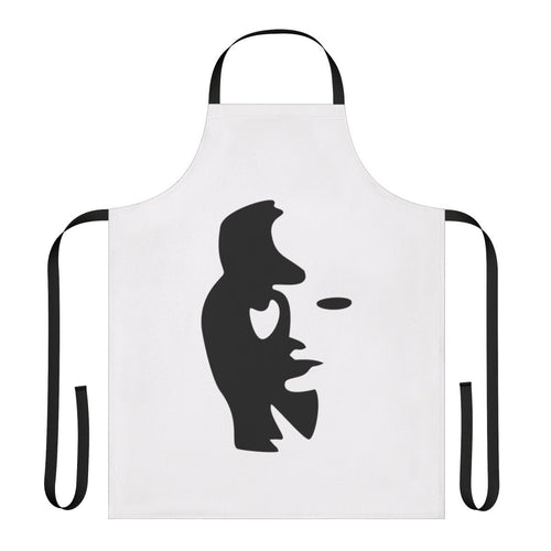 Optical illusion apron featuring a saxophone player design