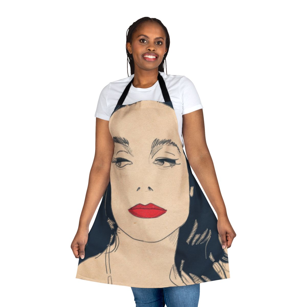 Artistic apron featuring a portrait of British singer-songwriter PJ Harvey