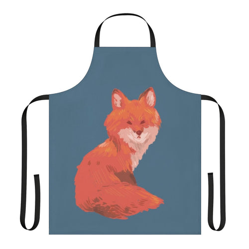 A beautifully painted red fox apron, perfect for nature and wildlife enthusiasts.