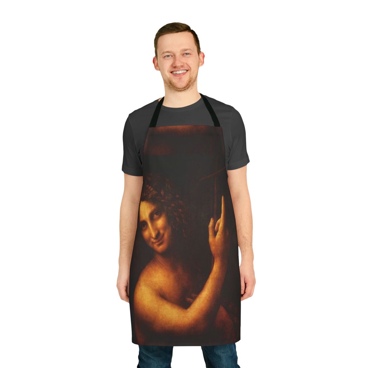 Apron featuring a painting of St. John the Baptist by Leonardo da Vinci