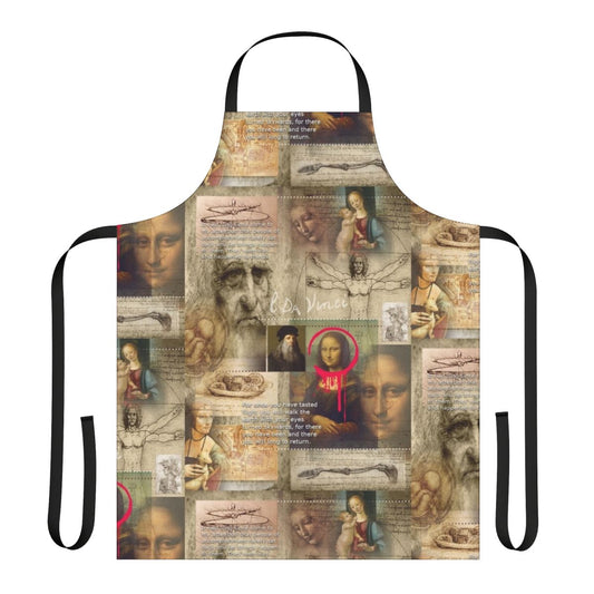 Apron featuring a design inspired by the iconic paintings of Leonardo da Vinci, the renowned Renaissance artist.