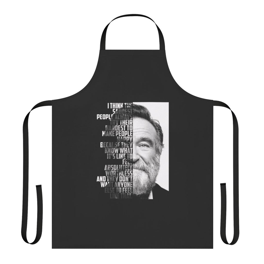 Artistic apron featuring a graphic design portrait of actor and comedian Robin Williams