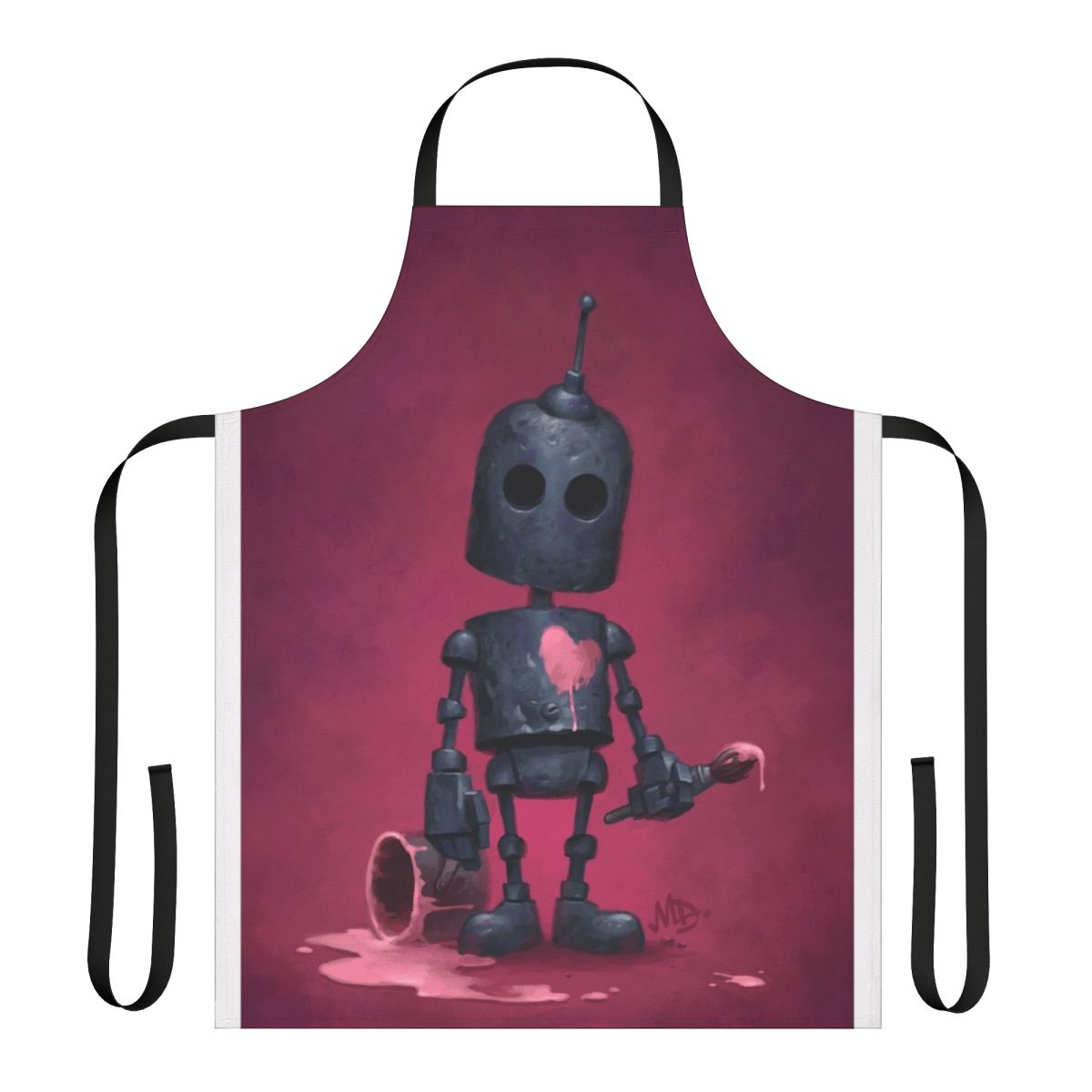 Artistic robot heart apron for painters and artists