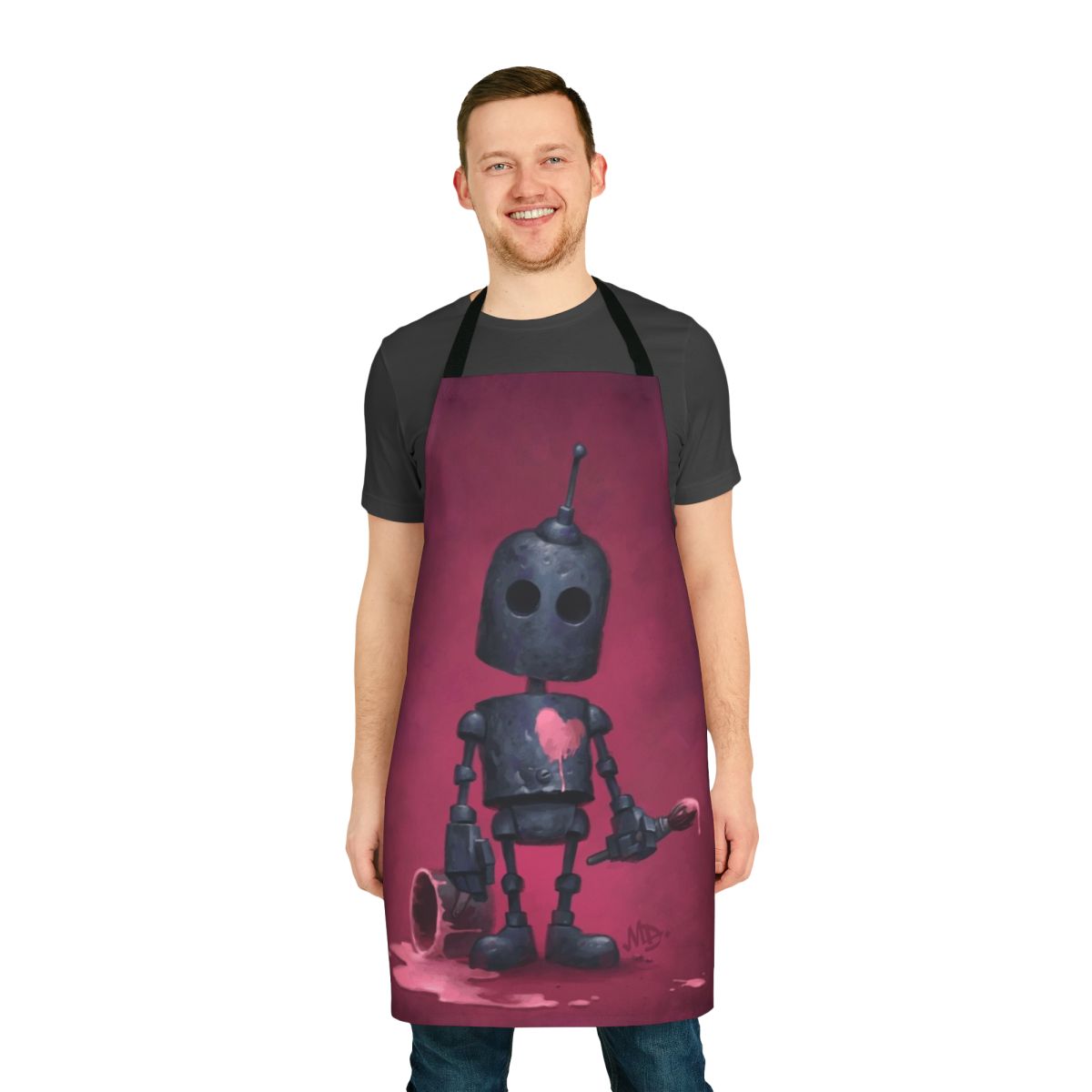 Artistic robot heart apron for painters and artists