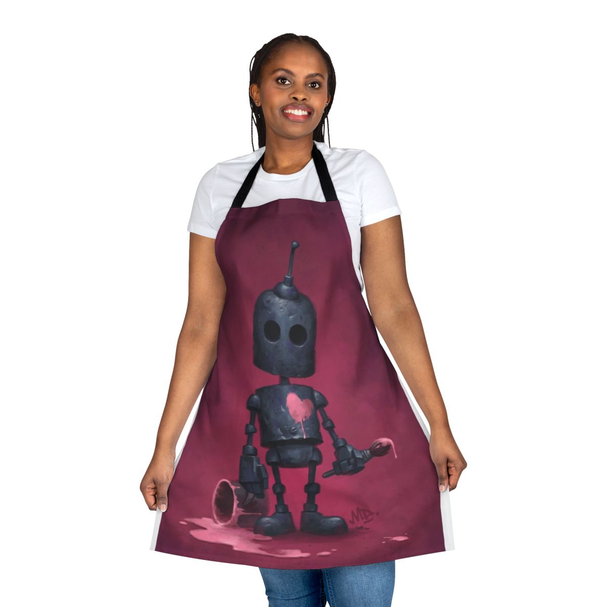 Artistic robot heart apron for painters and artists