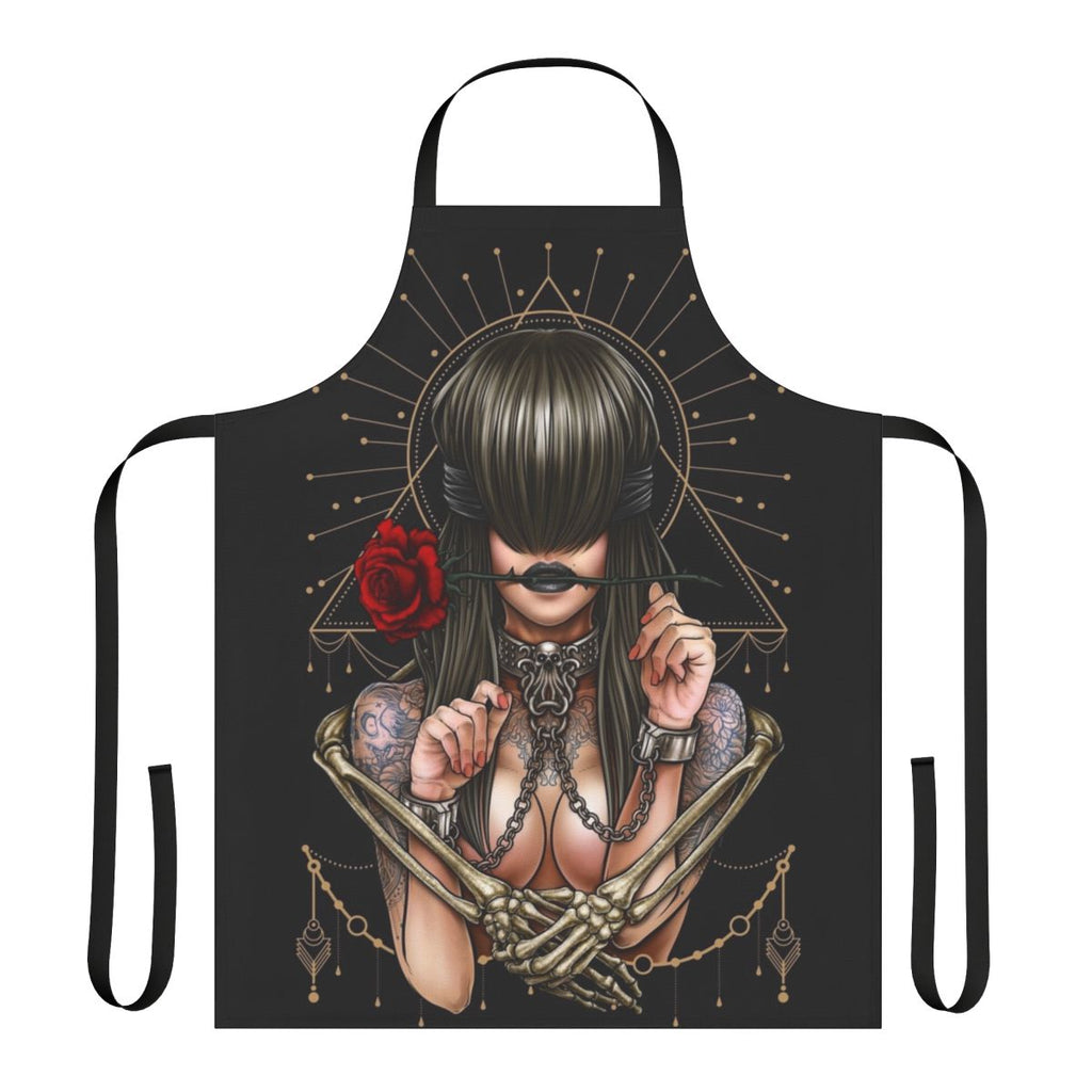 Artistic see no evil apron with a dark fantasy gothic witch design