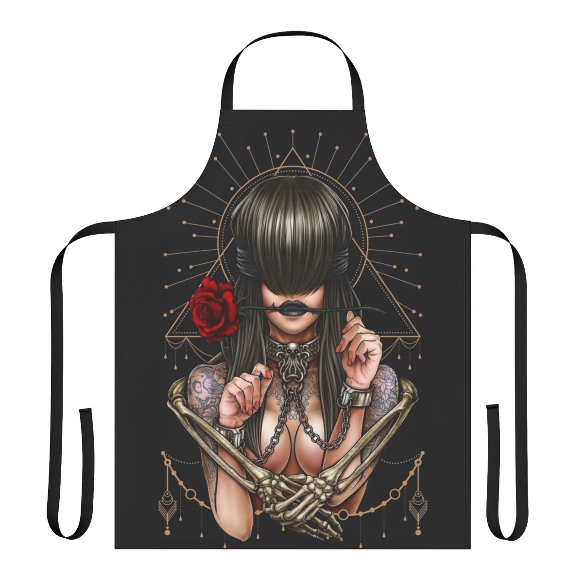 Artistic see no evil apron with a dark fantasy gothic witch design