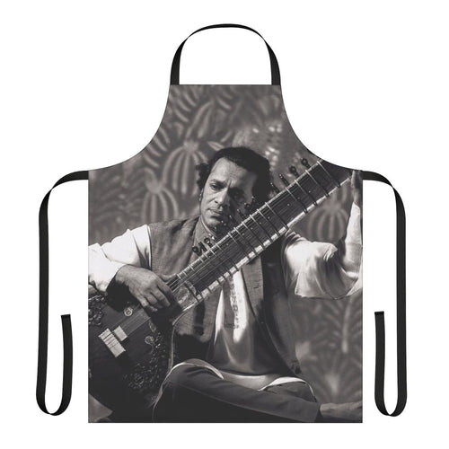 Apron featuring an artistic illustration of a sitar player