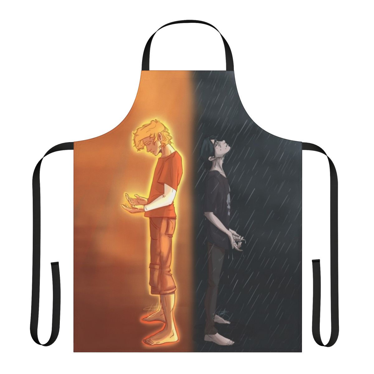 Artistic apron featuring Nico di Angelo and Will Solace from the Percy Jackson universe