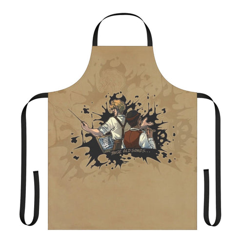 Vintage-inspired apron with abstract ink splatter design, perfect for music enthusiasts and creative types.