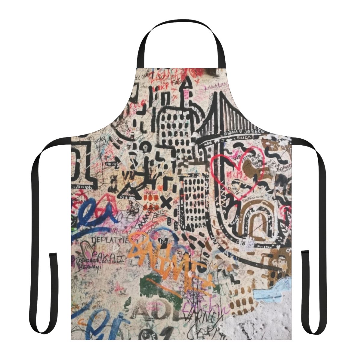 Stylish street art inspired apron with Banksy-esque stencil graphics