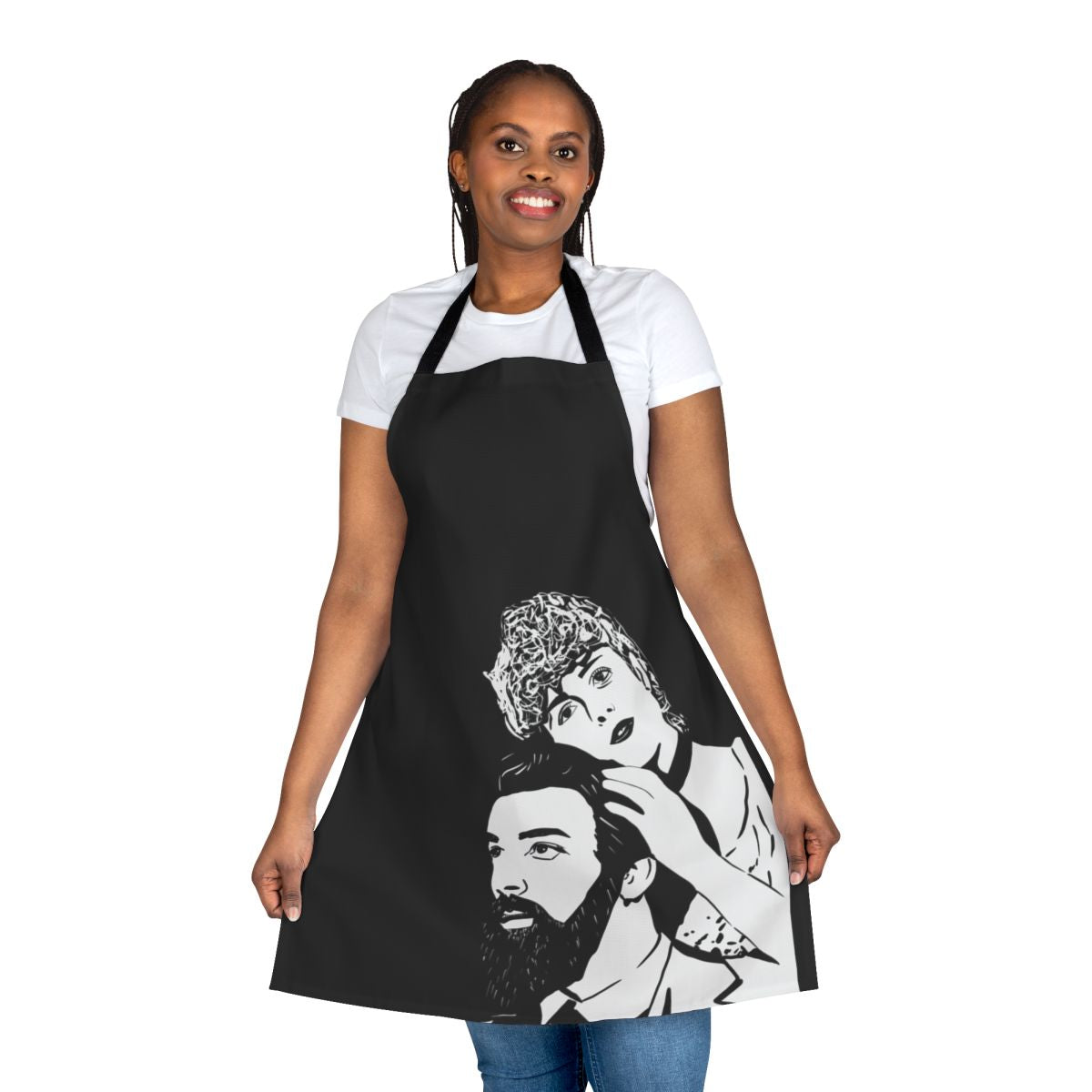 Artistic apron featuring a "Sunday in the Park with George" inspired design