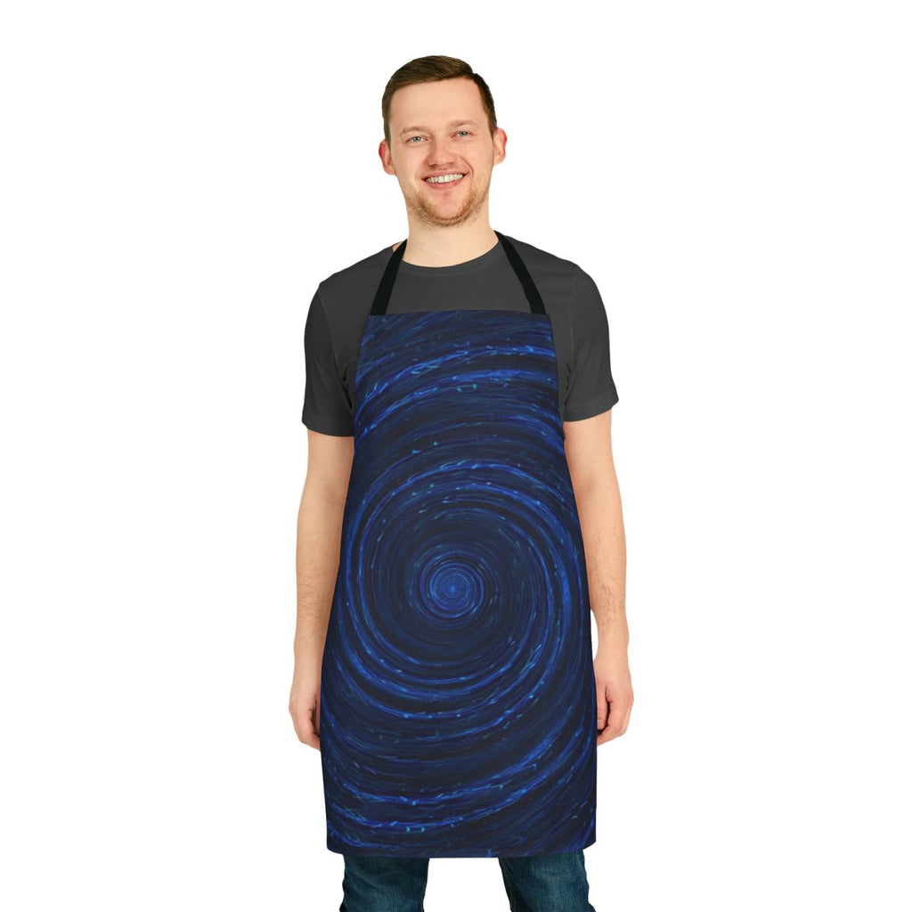 Stylized apron with abstract waves and ocean imagery