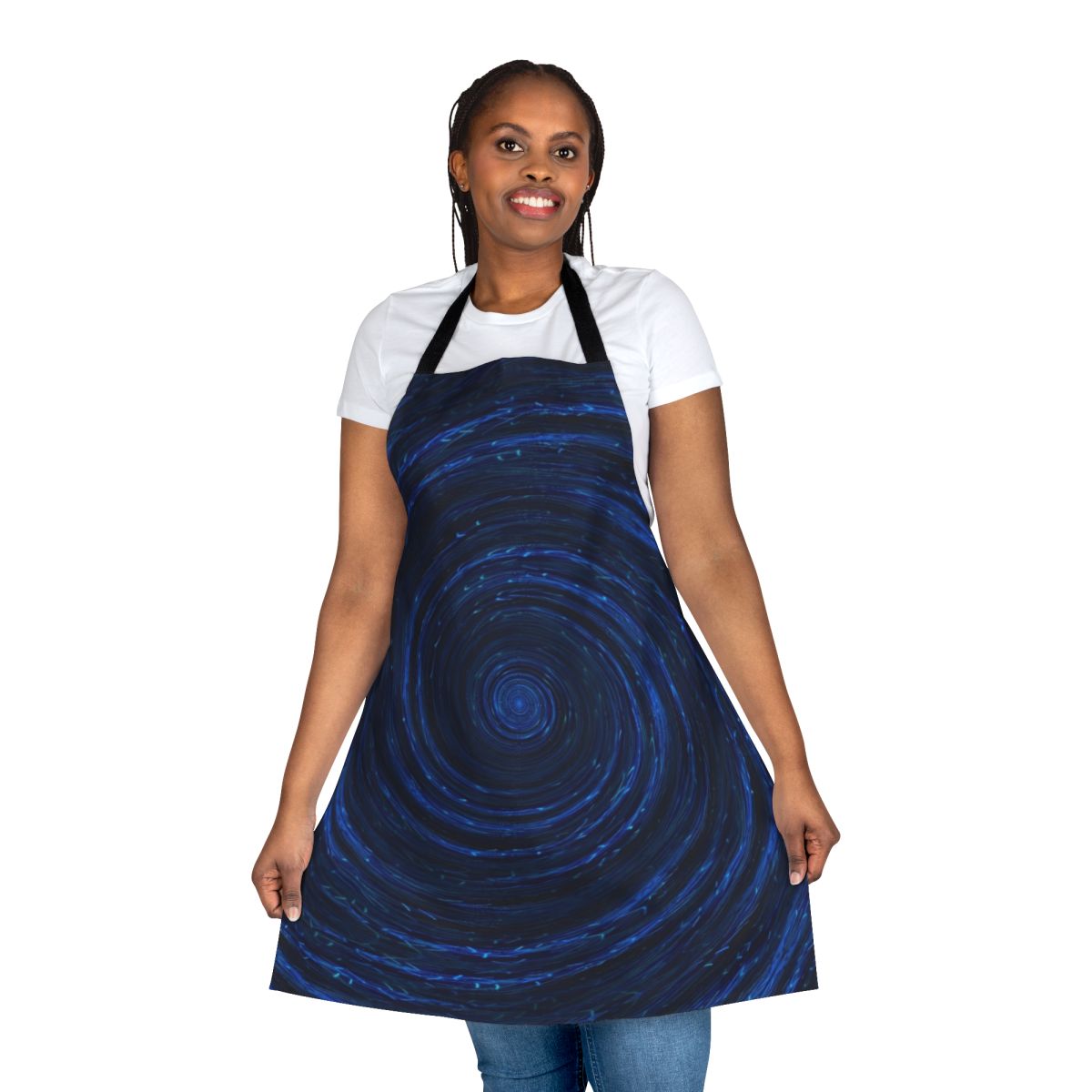 Stylized apron with abstract waves and ocean imagery