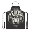 A digitally created apron featuring an interconnected, abstract design of tigers, birds, and nature imagery.