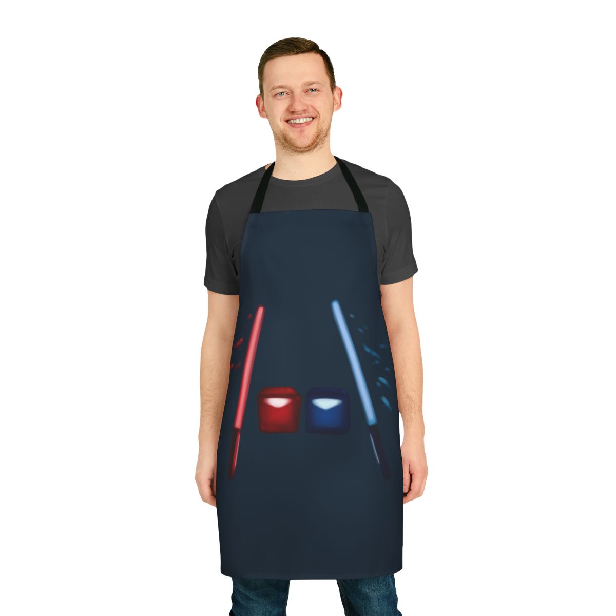 Artsy and stylish custom-designed Beat Saber apron for VR gaming enthusiasts