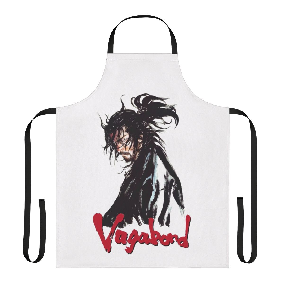 Illustrated vagabond-style apron with Japanese art and design elements