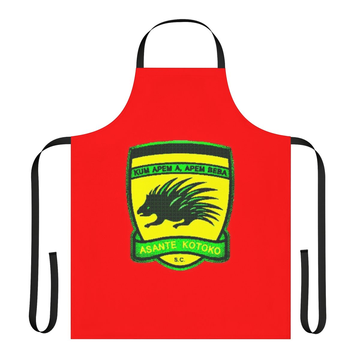Asante Kotoko inspired apron featuring the club's iconic porcupine symbol and colors