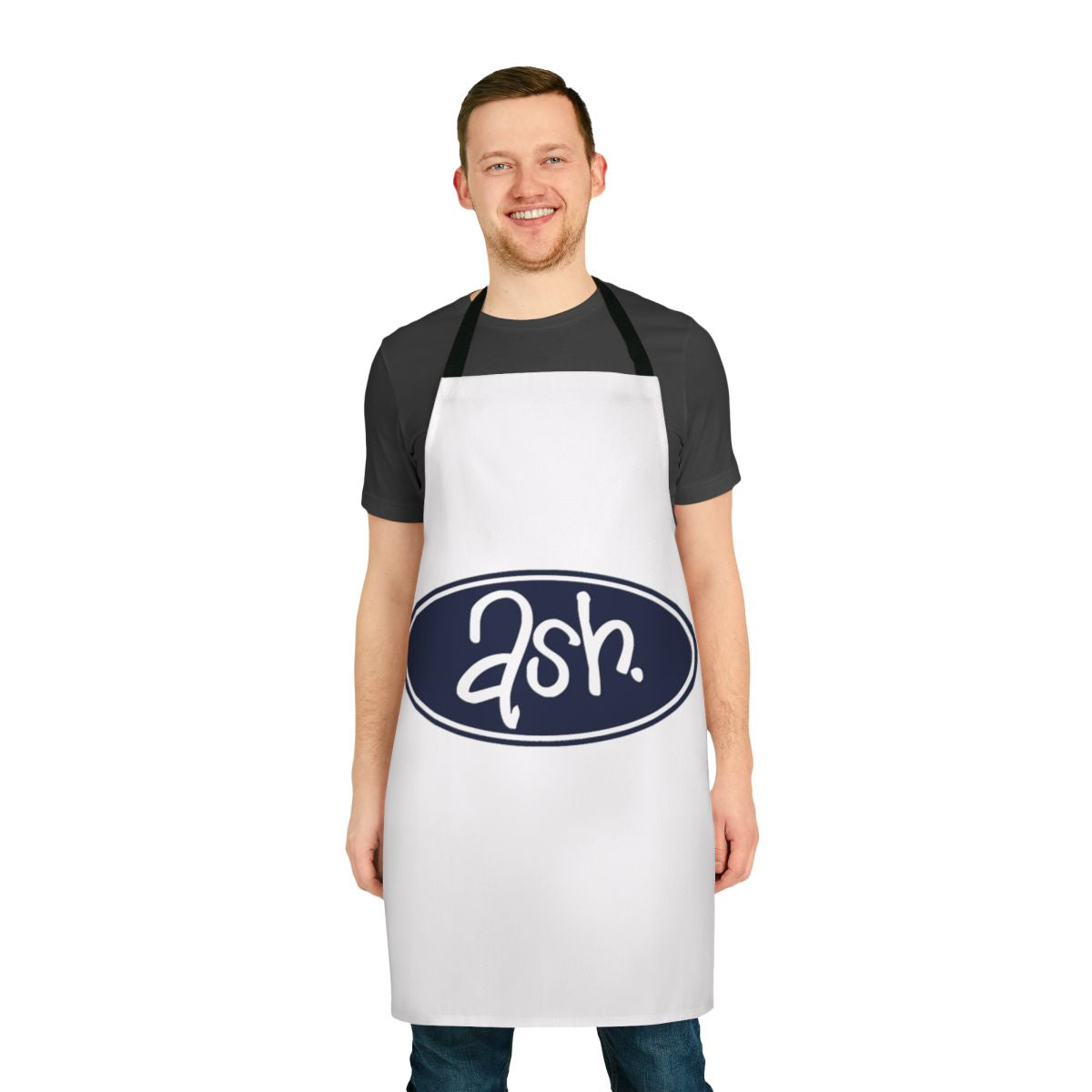 Ash-inspired band logo printed on an apron for music fans