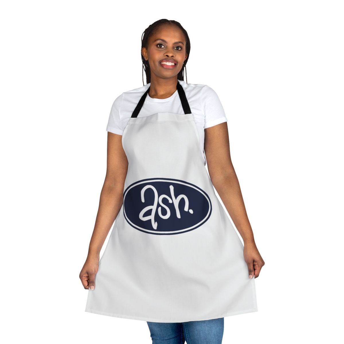 Ash-inspired band logo printed on an apron for music fans