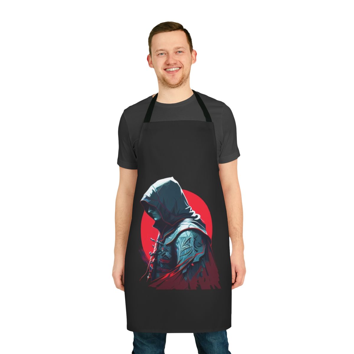 Assassin's Creed inspired apron with character and gaming elements