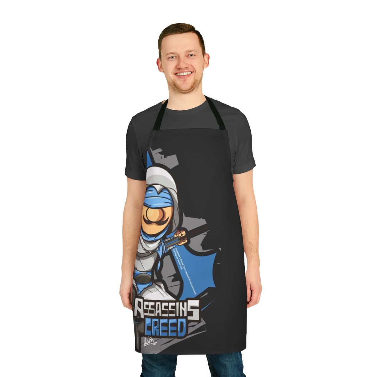 Assassins Creed fan art apron with Basim Ibnu Ishaq character design